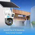 دوربین اسپید دام دو لنز 4K خورشیدی سیمکارتی V380 مدل DA808