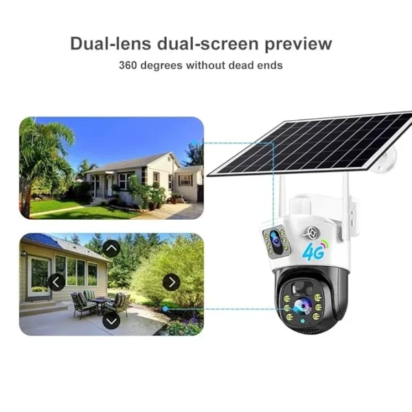 دوربین اسپید دام دو لنز 4K خورشیدی سیمکارتی V380 مدل DA808