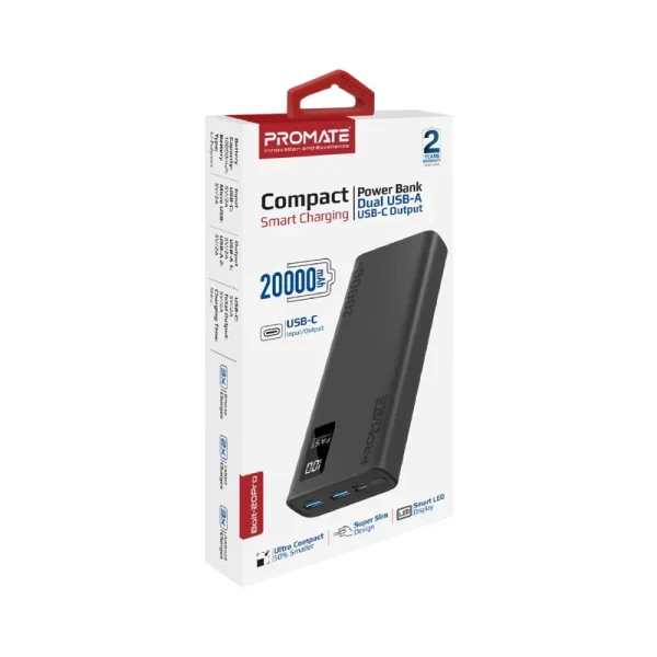 پاوربانک پرومیت مدل BOLT-20PRO.BLACK ظرفیت 20000 آمپر