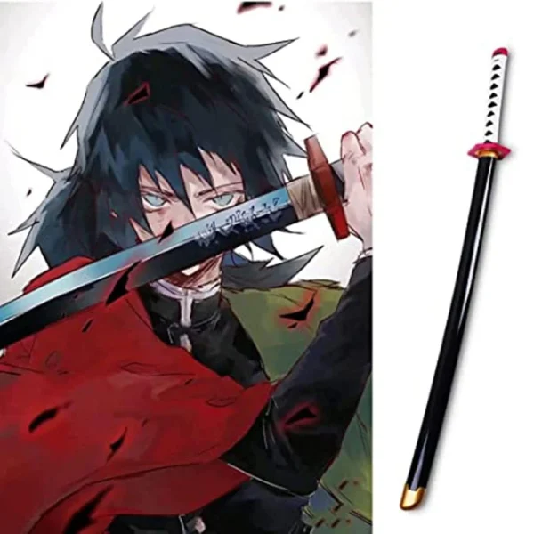 شمشیر بازی مدل شمشیر چوبی 1 متری مدل گیو تومیوکا Giyu Tomioka طرح شیطان کش Demon Slayer