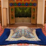 لحاف کرسی دست دوز ترمه طرح افشار رنگ سرمه ای