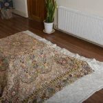 لحاف کرسی دست دوز ترمه طرح افشار رنگ کرم