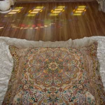 لحاف کرسی دست دوز ترمه طرح افشار رنگ کرم