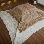 لحاف کرسی دست دوز ترمه طرح افشار رنگ کرم