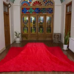 لحاف کرسی دست دوز مخمل شانل رنگ قرمز