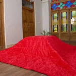 لحاف کرسی دست دوز مخمل شانل رنگ قرمز