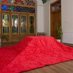 لحاف کرسی دست دوز مخمل شانل رنگ قرمز