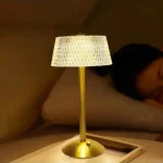 چراغ رومیزی کریستال کاورزون، چراغ رومیزی 3 رنگ ال ای دی رومانتیک الماس با قابلیت کم نور