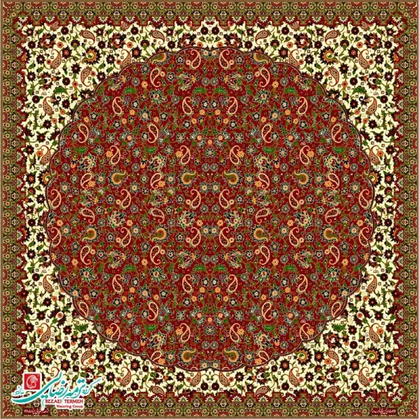 رومیزی ترمه مربع طرح مهتاب - Image 3