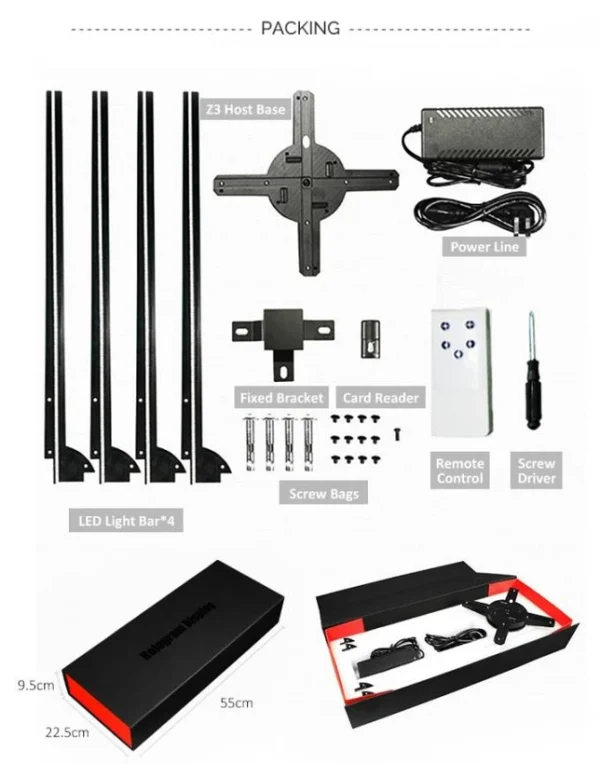 هولوگرام فن سه‌بعدی مدل JC-HGF650P