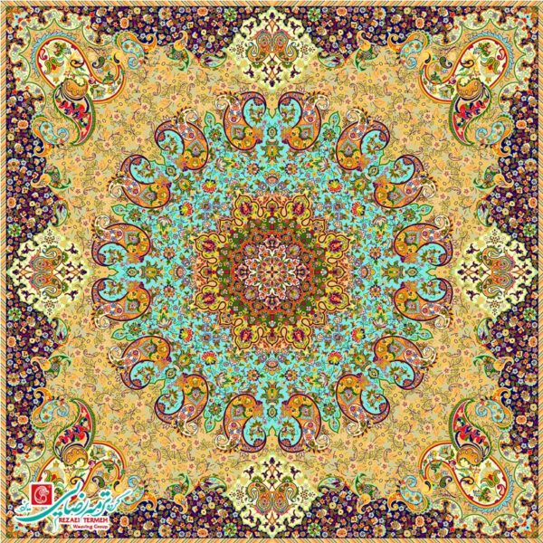 رومیزی ترمه مربع طرح آسمان - Image 1