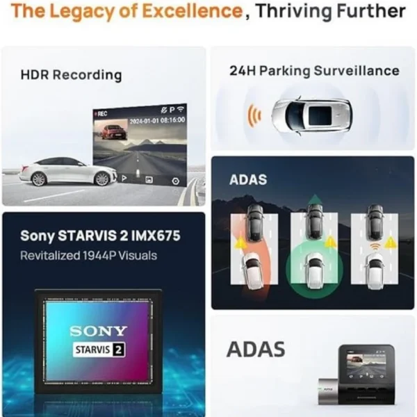 دوربین خودرو شیائومی Xiaomi 70mai A510 Dash Cam Set همراه دوربین عقب - Image 2