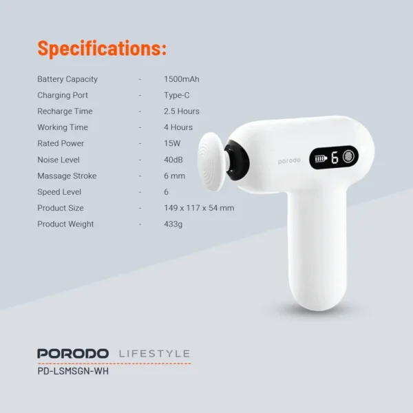 ماساژور تفنگی پرودو مدل porodo active precision massager
