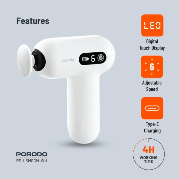 ماساژور تفنگی پرودو مدل porodo active precision massager