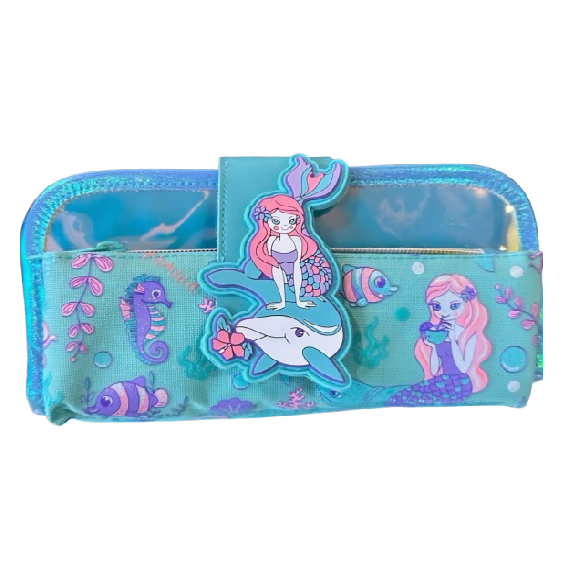 Cartoon Pencil Case 8 Scaled Removebg Preview جامدادی رنگارنگ براق طرح پری دریایی و دلفین کد 6568