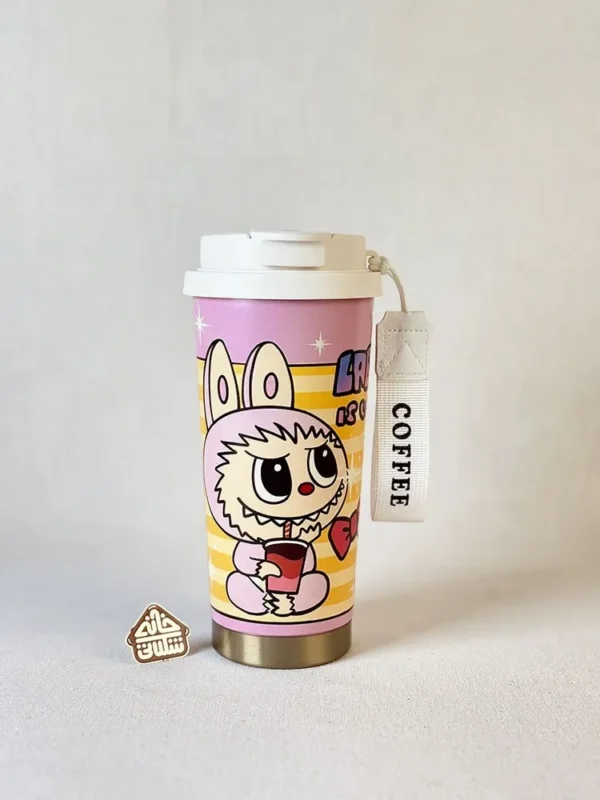 تراول ماگ استیلی طرح لبوبو caka coffee cup کد 1724