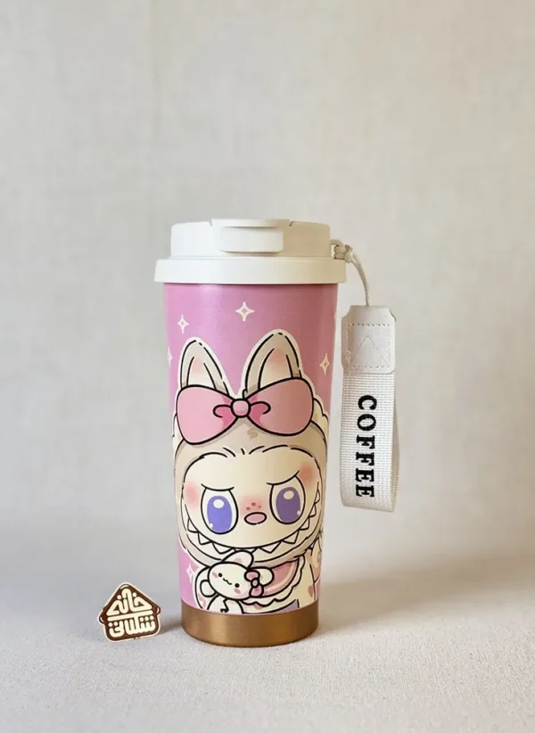 تراول ماگ استیلی طرح لبوبو caka coffee cup کد 1725